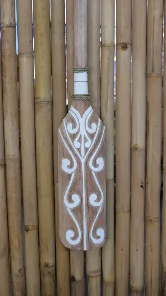 Product image 2 of the product “Decorative wooden Paddle with carving, 124cm Length. ”